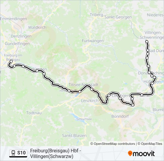 Поезд S10: карта маршрута