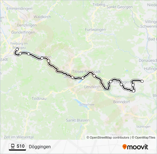 Поезд S10: карта маршрута