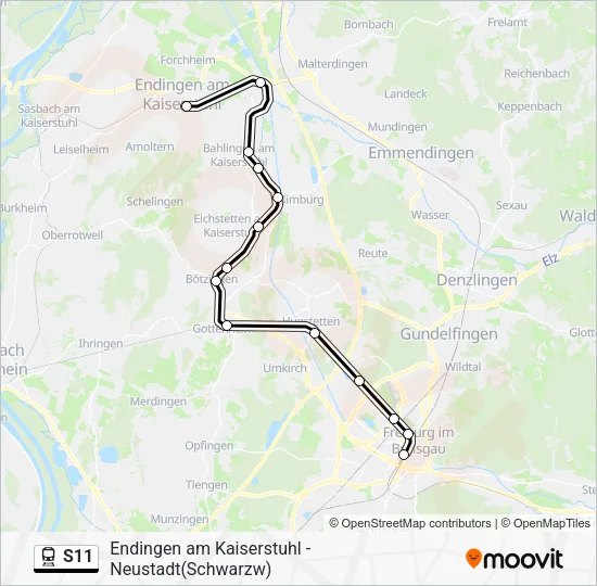 Поезд S11: карта маршрута