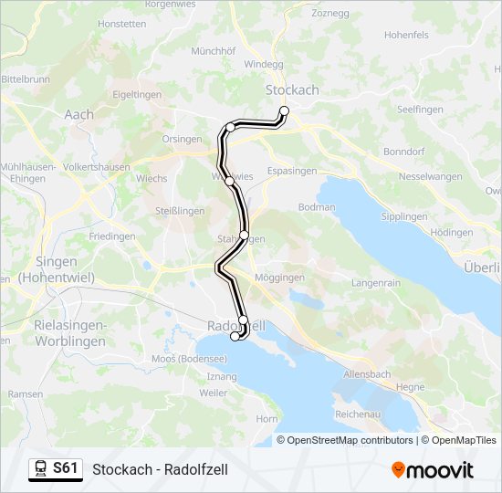 Поезд S61: карта маршрута