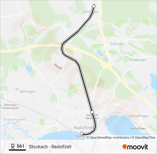 Поезд S61: карта маршрута