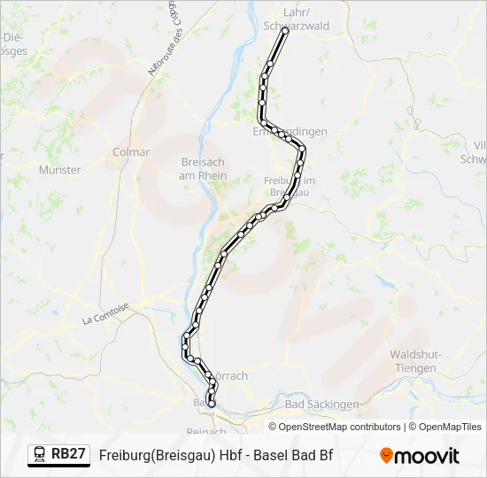 Поезд RB27: карта маршрута