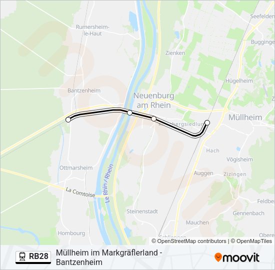 Поезд RB28: карта маршрута