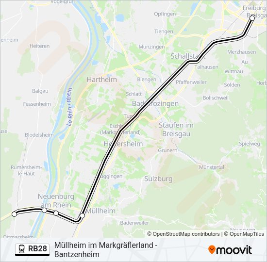 Поезд RB28: карта маршрута