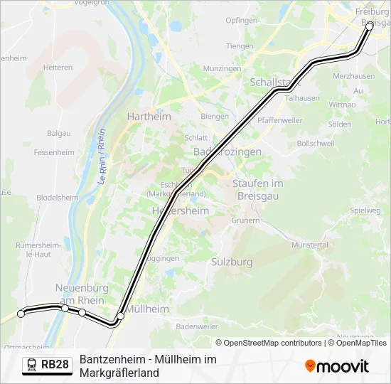 Поезд RB28: карта маршрута