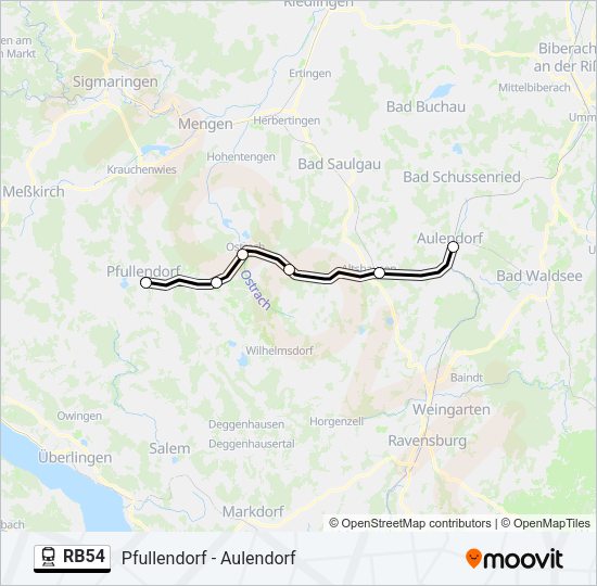 Поезд RB54: карта маршрута