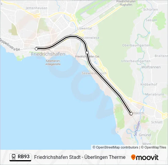 Поезд RB93: карта маршрута