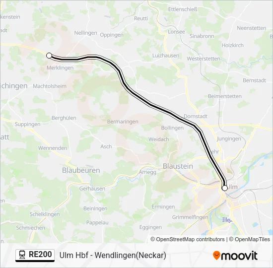 Поезд RE200: карта маршрута