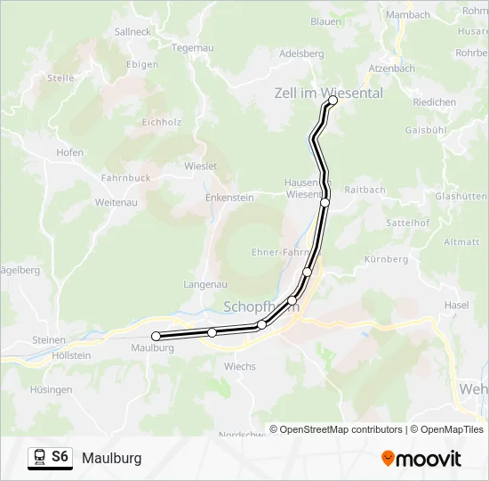 Поезд S6: карта маршрута