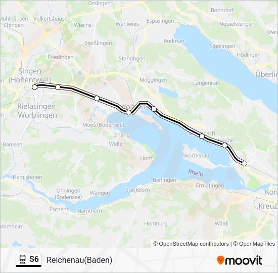 Поезд S6: карта маршрута