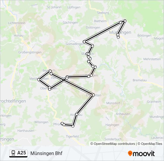 A25 Train Line Map