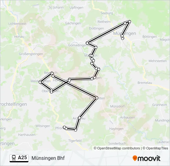 A25 Train Line Map