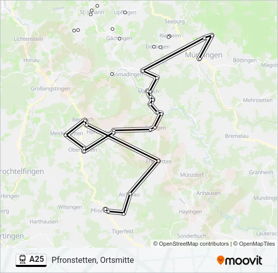 Bahnlinie A25 Karte