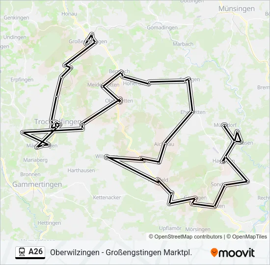 Bahnlinie A26 Karte
