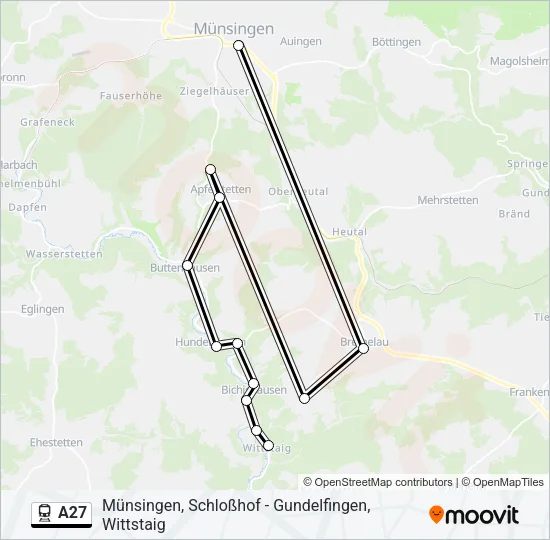Bahnlinie A27 Karte