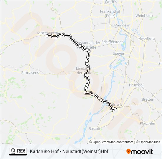 RE6 Train Line Map