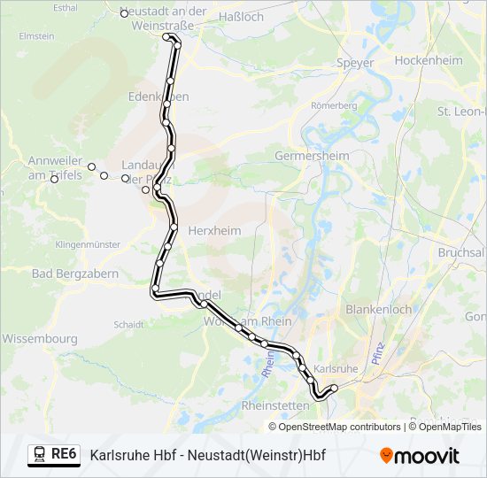 RE6 Train Line Map