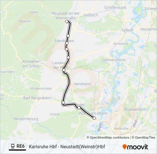 RE6 Train Line Map