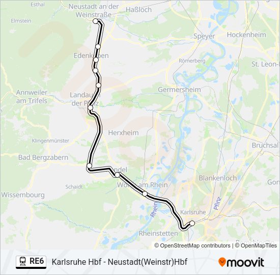 RE6 Train Line Map