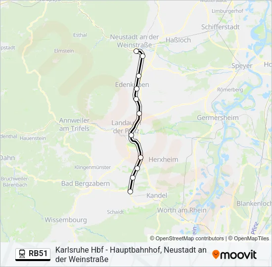 Bahnlinie RB51 Karte