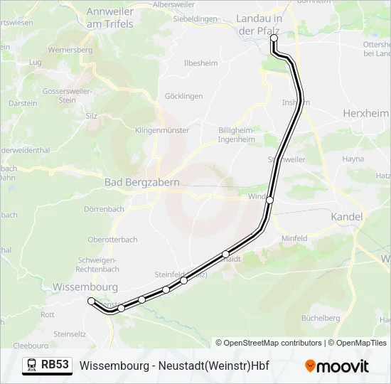 Bahnlinie RB53 Karte