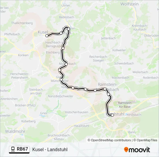 Bahnlinie RB67 Karte