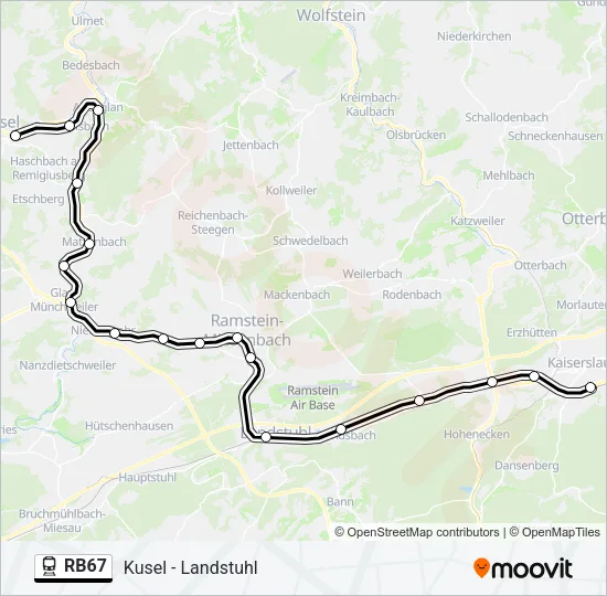 Bahnlinie RB67 Karte