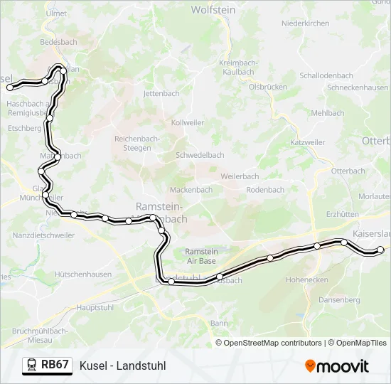Bahnlinie RB67 Karte