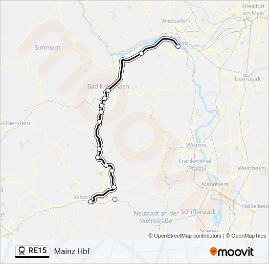 RE15 Train Line Map