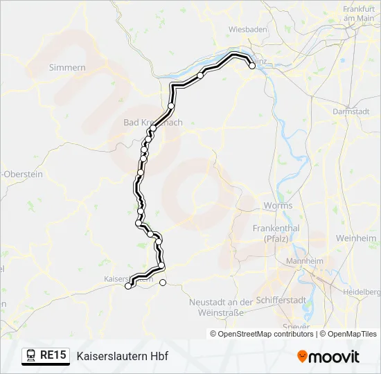 Bahnlinie RE15 Karte