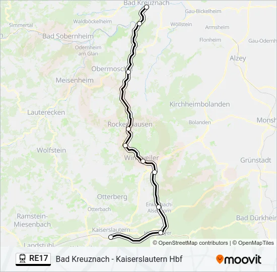 Bahnlinie RE17 Karte