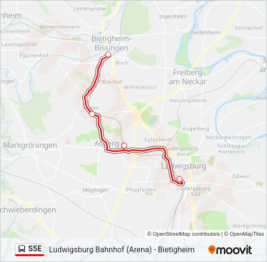 Автобус S5E: карта маршрута