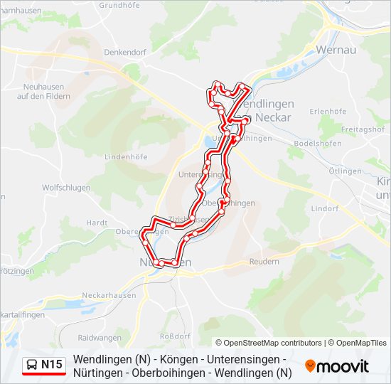 N15 Bus Line Map