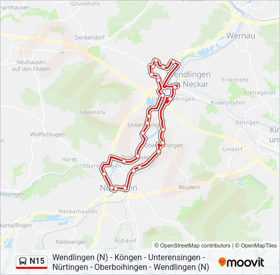 N15 Bus Line Map