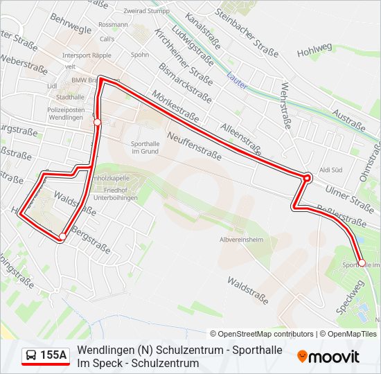 155A Bus Line Map