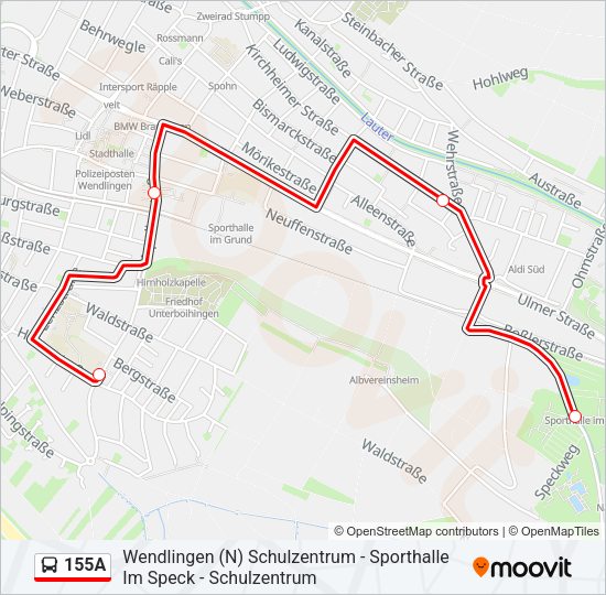 155A Bus Line Map