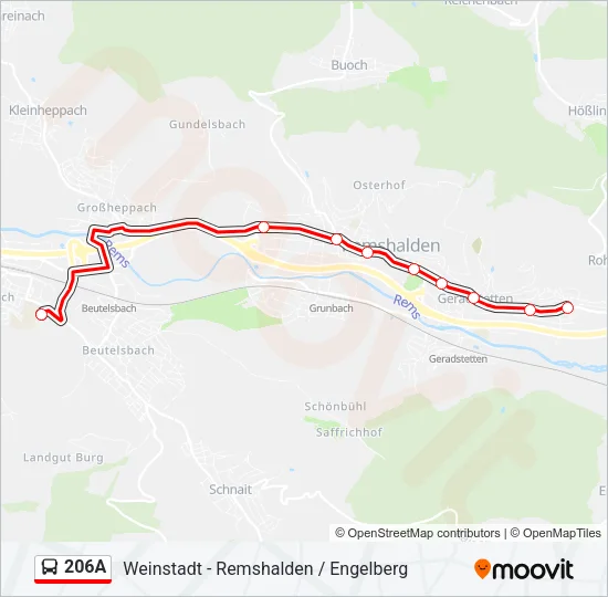 206A Bus Line Map