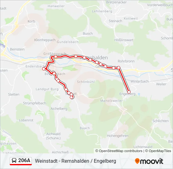 206A Bus Line Map