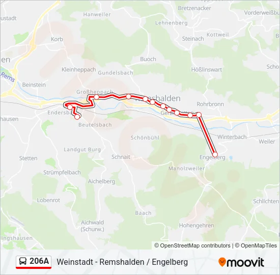 206A Bus Line Map