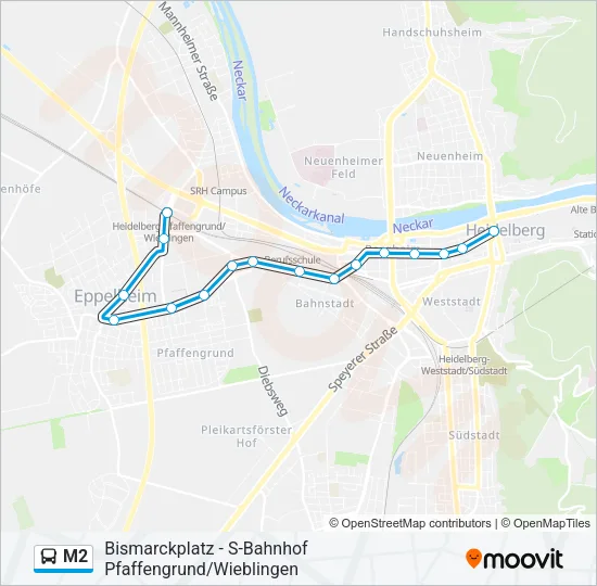 Автобус M2: карта маршрута