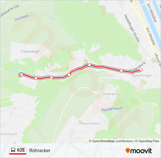 62E Bus Line Map