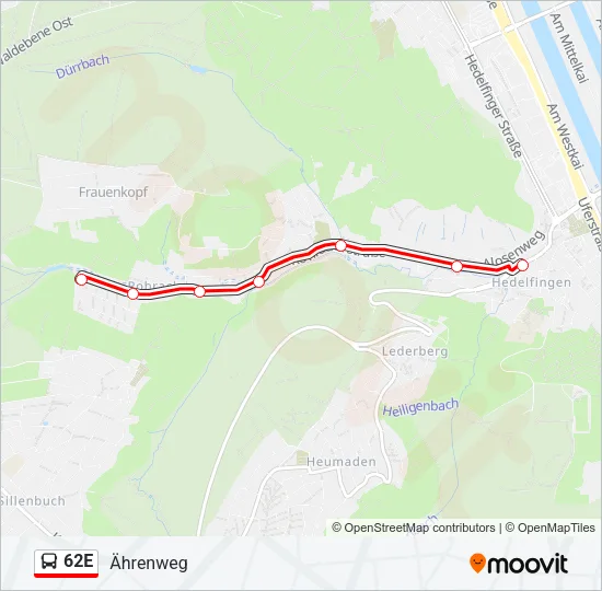 62E Bus Line Map