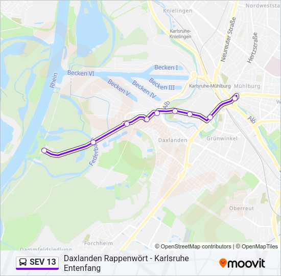 Автобус SEV 13: карта маршрута