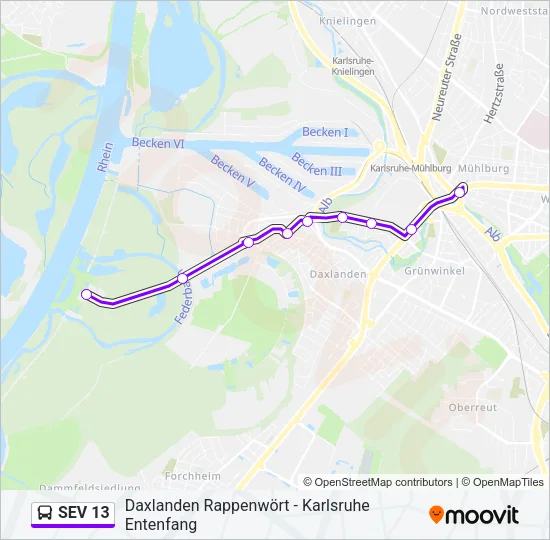 SEV 13 Bus Line Map