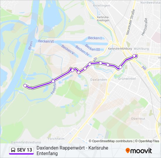 Автобус SEV 13: карта маршрута