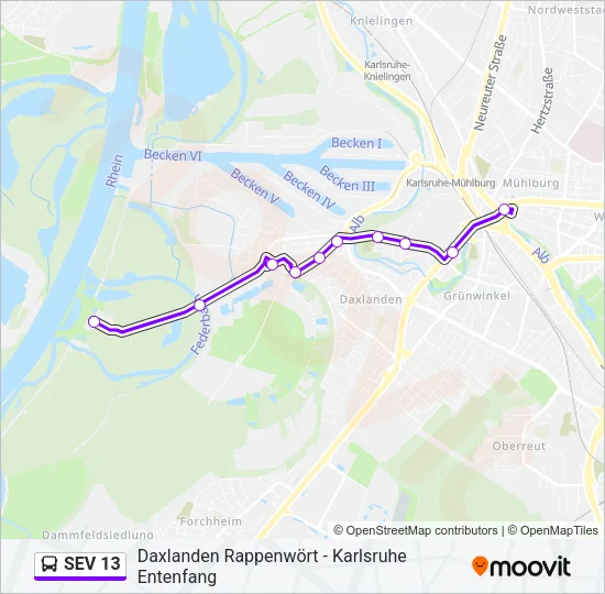 SEV 13 Bus Line Map
