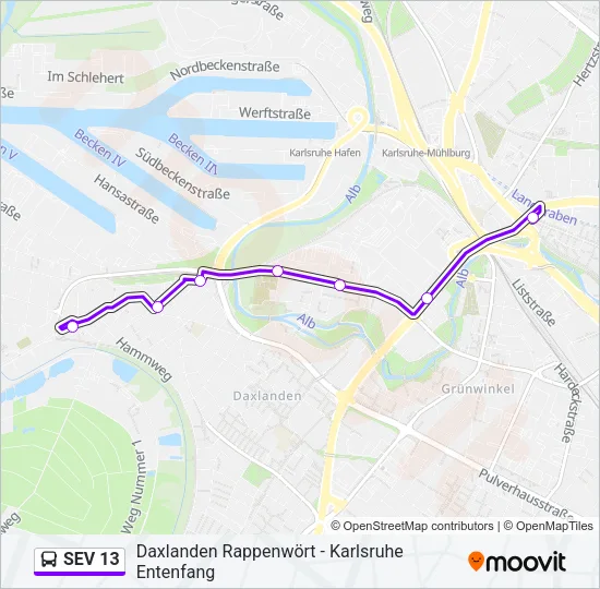 SEV 13 Bus Line Map
