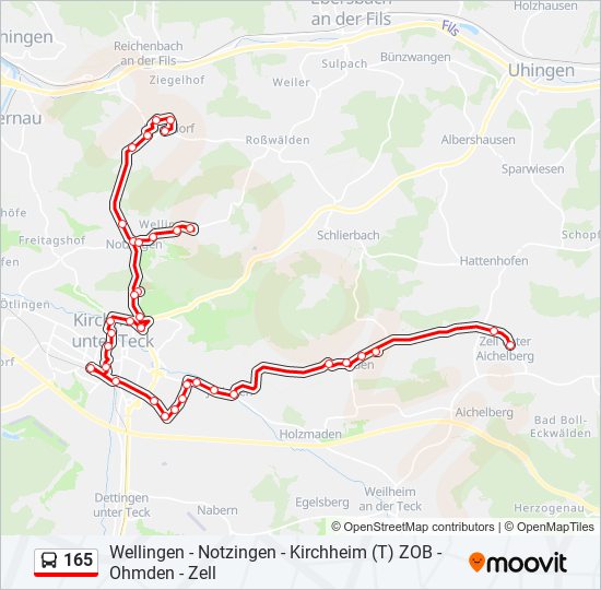 165 bus Line Map