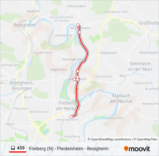 459 Bus Line Map