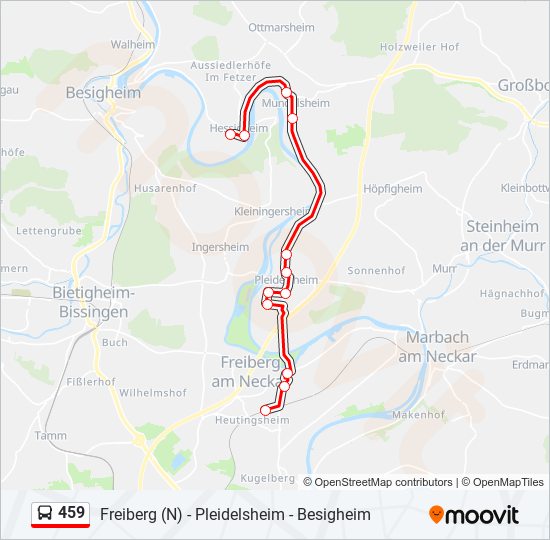 459 bus Line Map